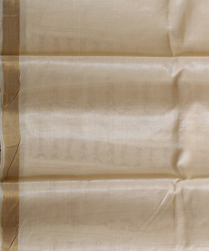 Beige chhattisgarh tussar silk handwoven saree