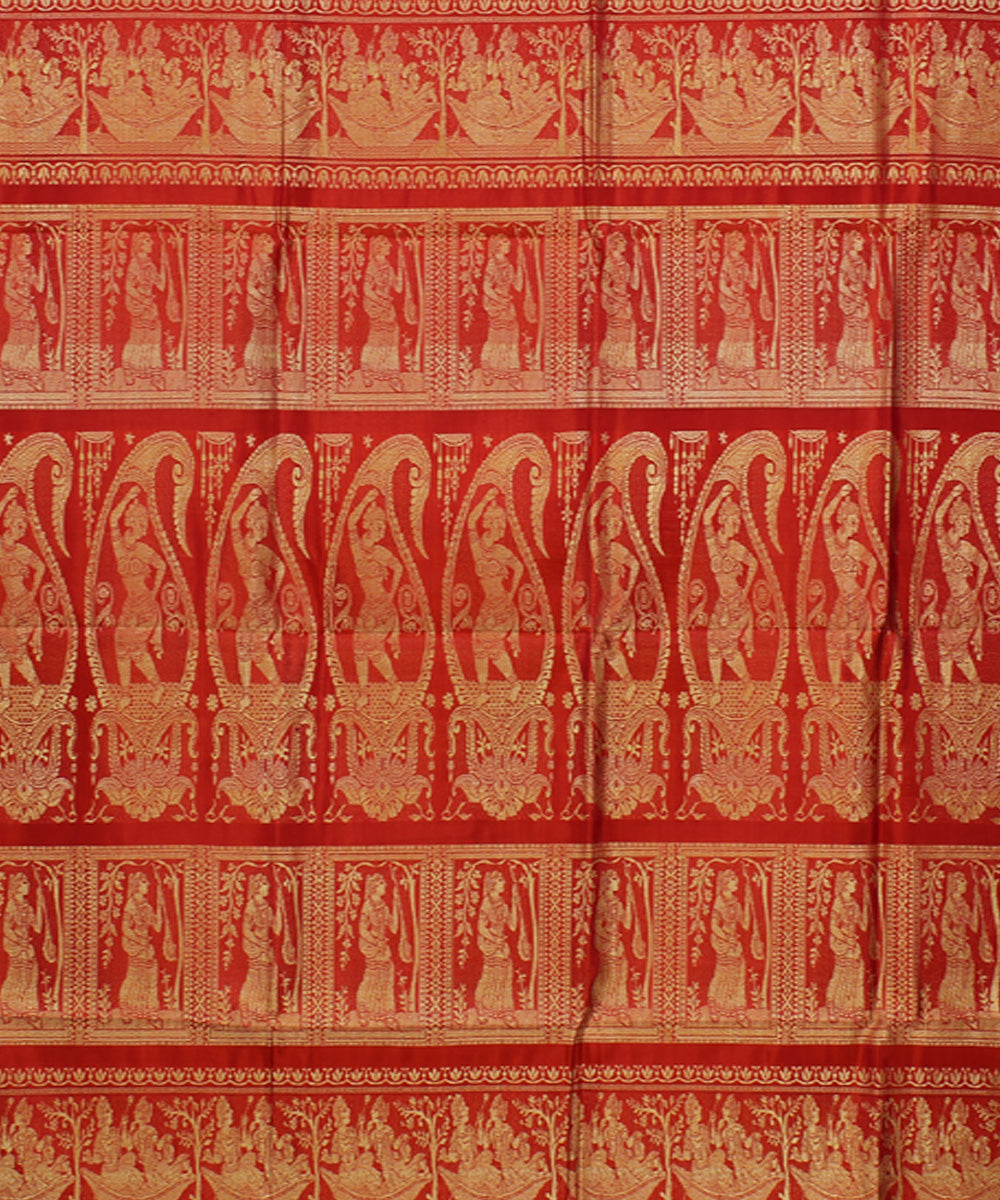 Carrot orange handwoven baluchari silk saree