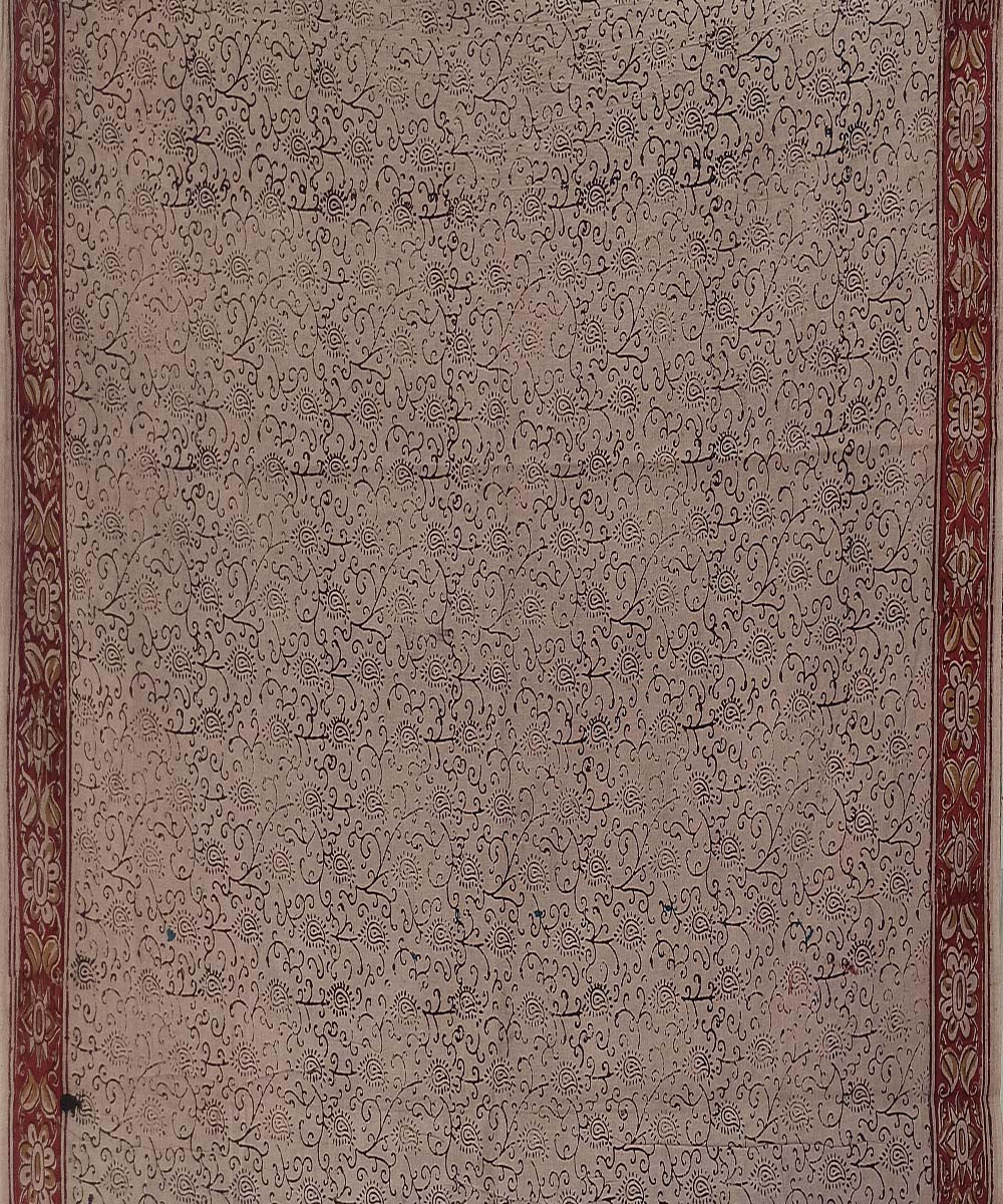 Multicolor cotton hand printed kalamkari saree