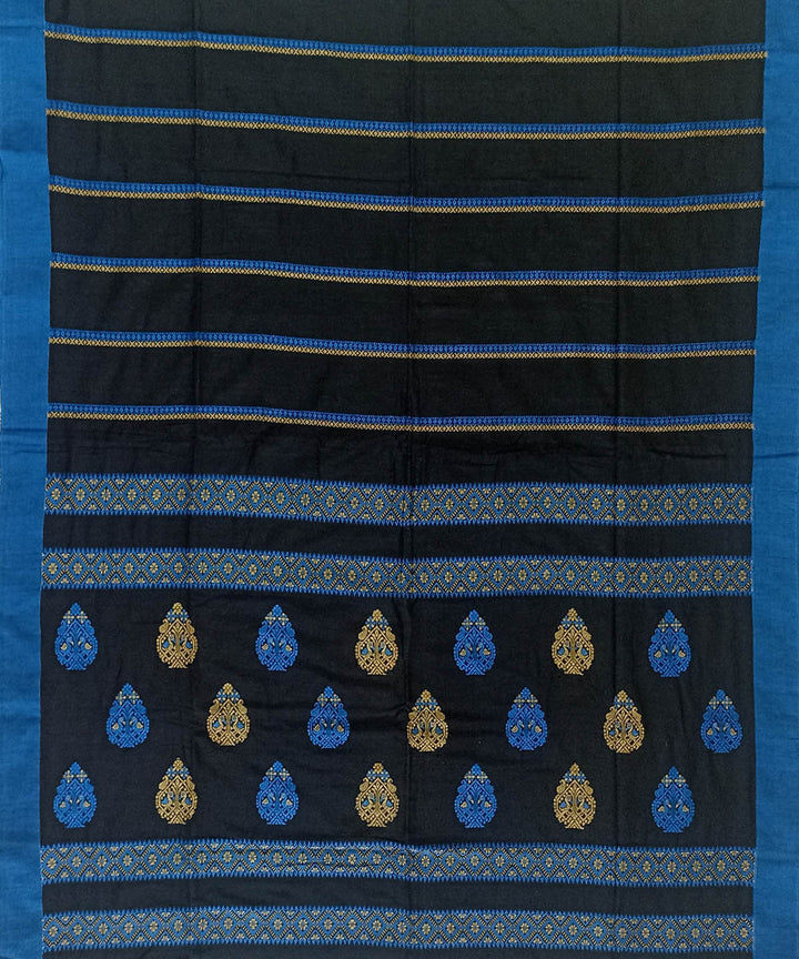Black blue cotton handloom bengal saree