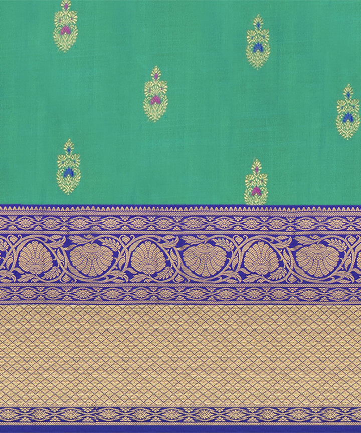 Green with blue handwoven kanjivaram silk saree