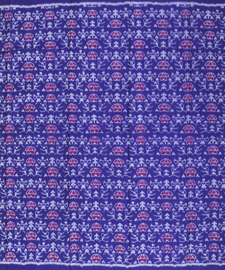 Red blue handwoven cotton sambalpuri dress material