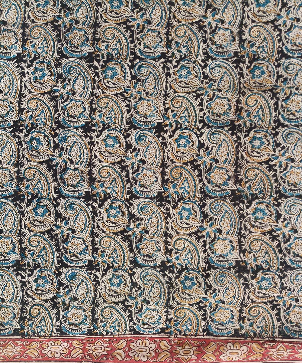 Multicolor cotton hand printed kalamkari saree
