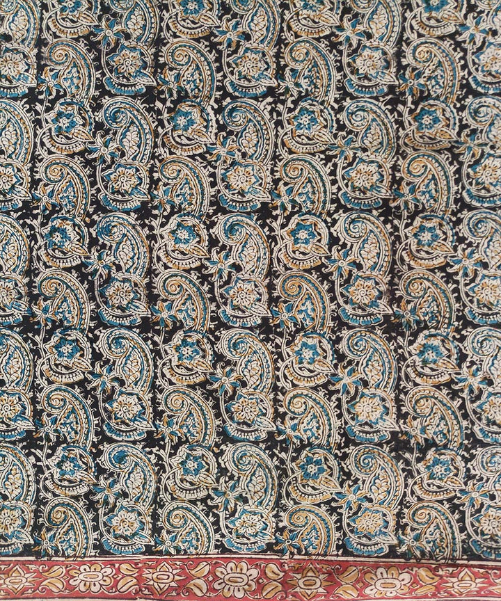 Multicolor cotton hand printed kalamkari saree