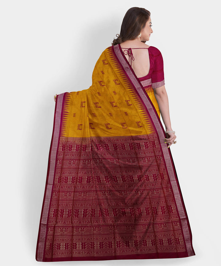 Indian yellow multicolor silk handwoven bomkai saree