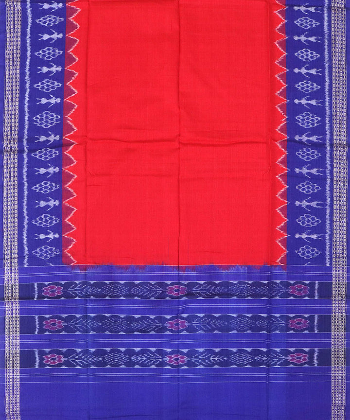 Red blue handwoven cotton sambalpuri dress material