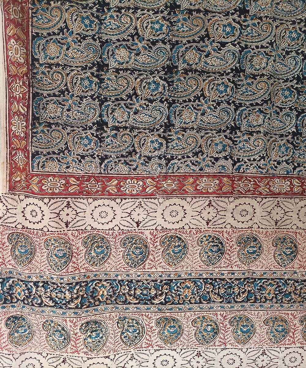 Multicolor cotton hand printed kalamkari saree