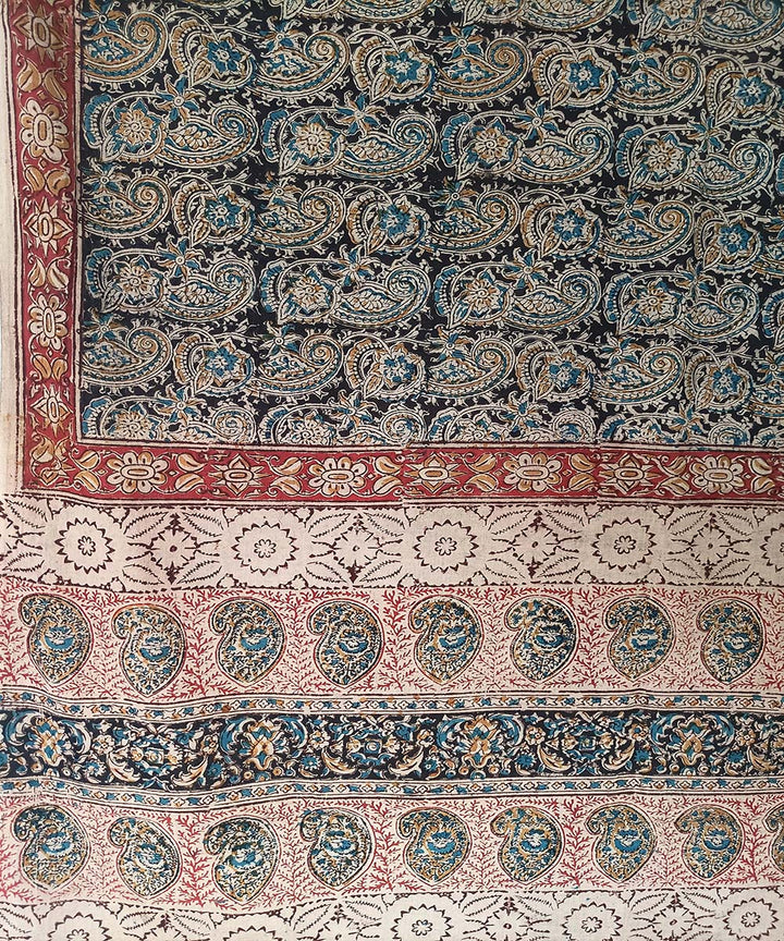 Multicolor cotton hand printed kalamkari saree