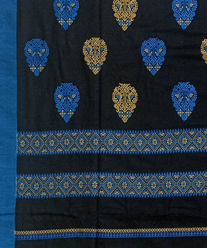 Black blue cotton handloom bengal saree