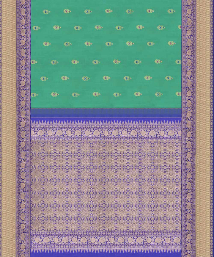 Green with blue handwoven kanjivaram silk saree