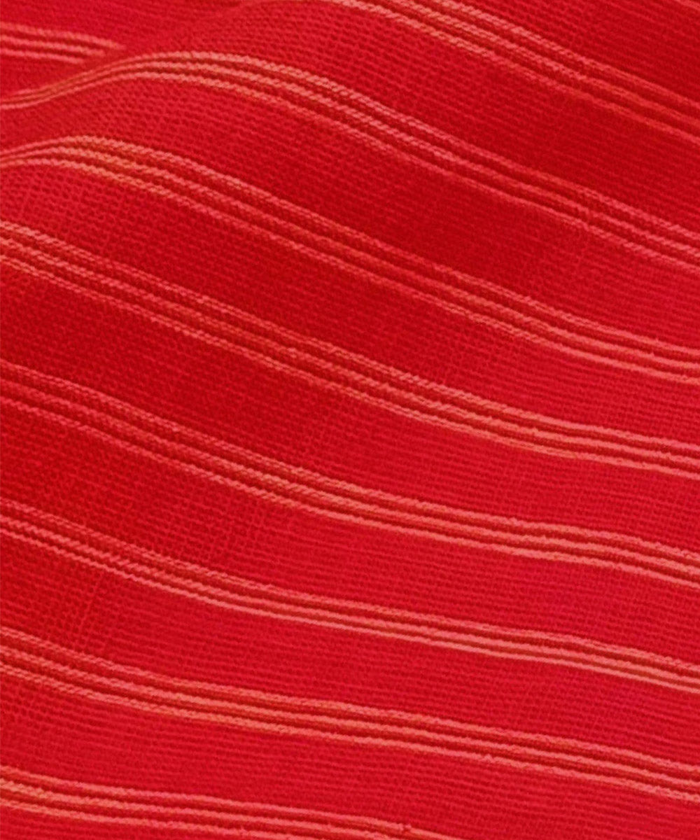 Orange white stripe handwoven cotton fabric