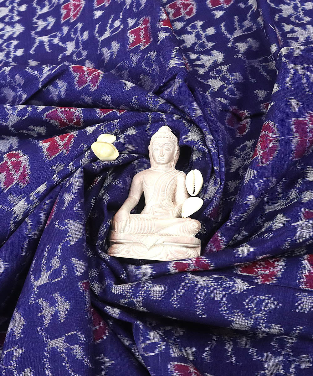 Red blue handwoven cotton sambalpuri dress material