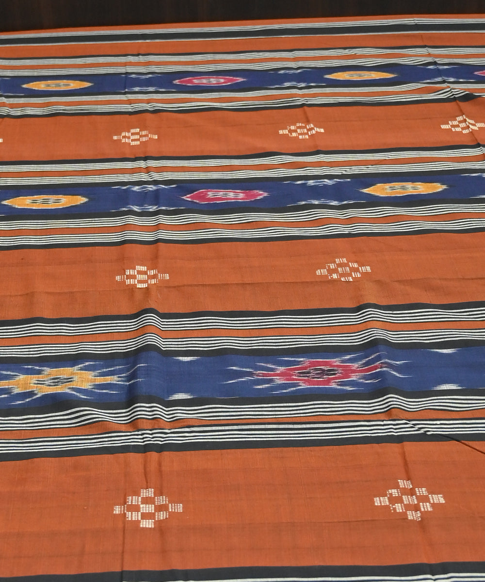 Flame dark blue traditional ikat handmade sambalpuri cotton bedsheet