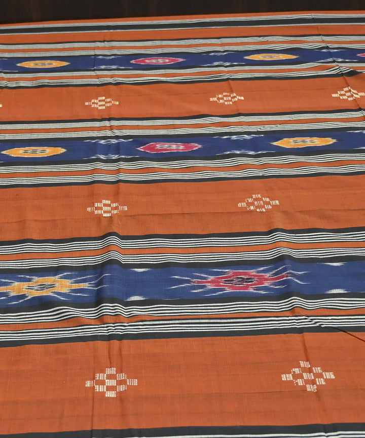 Flame dark blue traditional ikat handmade sambalpuri cotton bedsheet