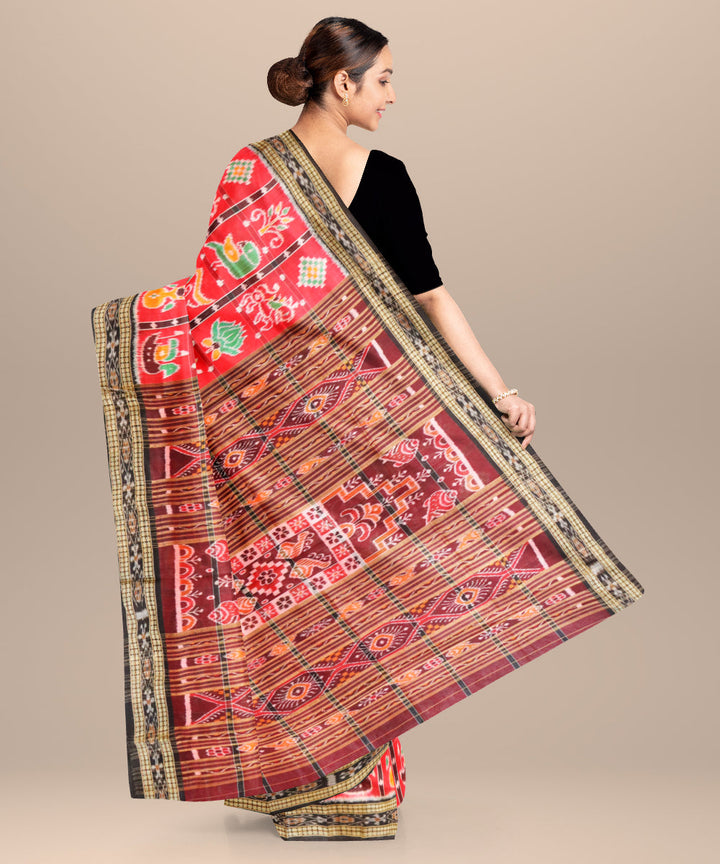 Red black silk handloom nabakothi khandua saree