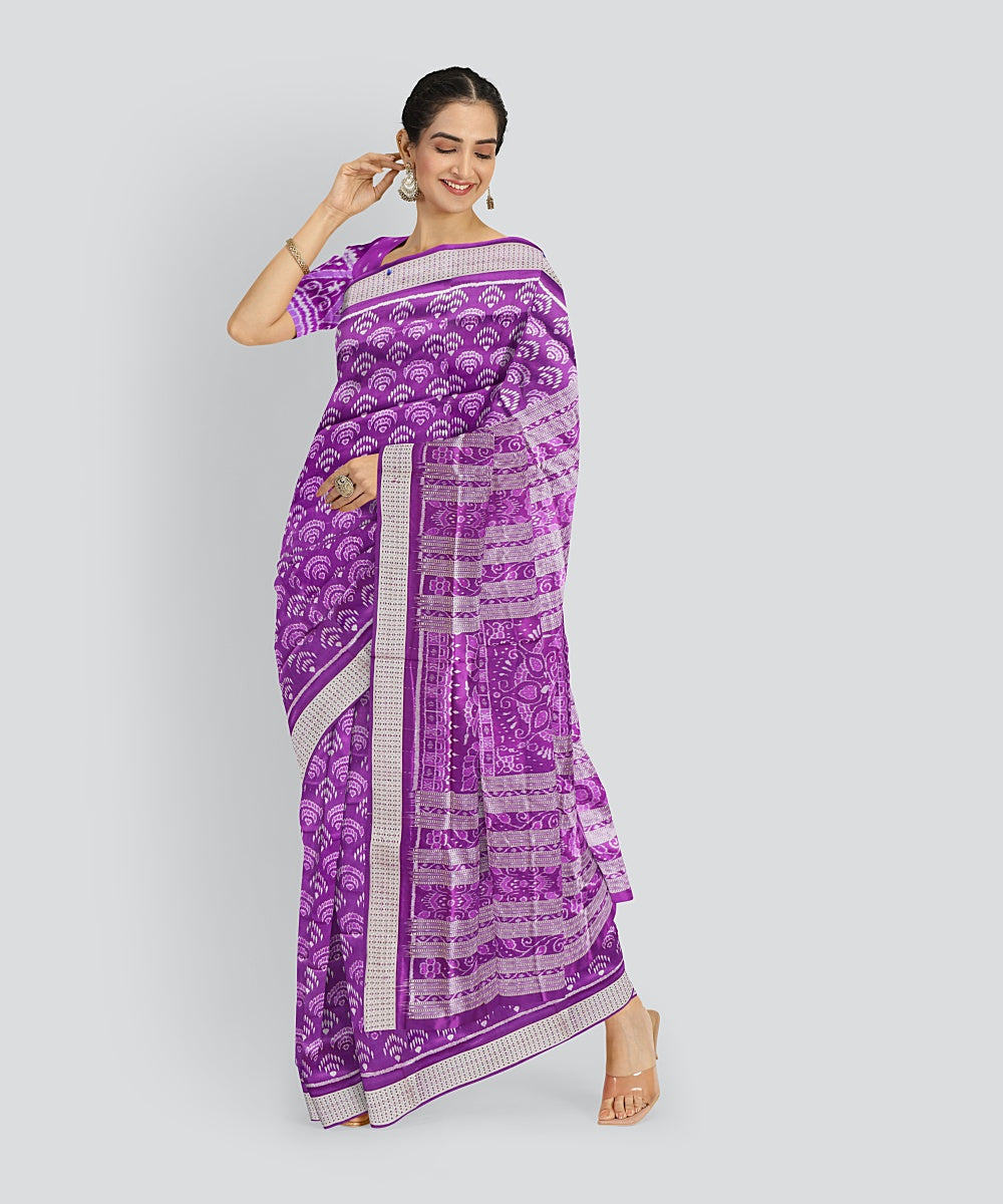 Violet Grey Silk Handloom Sambalpuri Saree