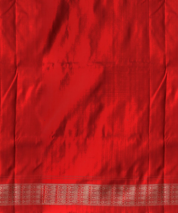 White Dark Red Silk Handloom Sambalpuri Saree