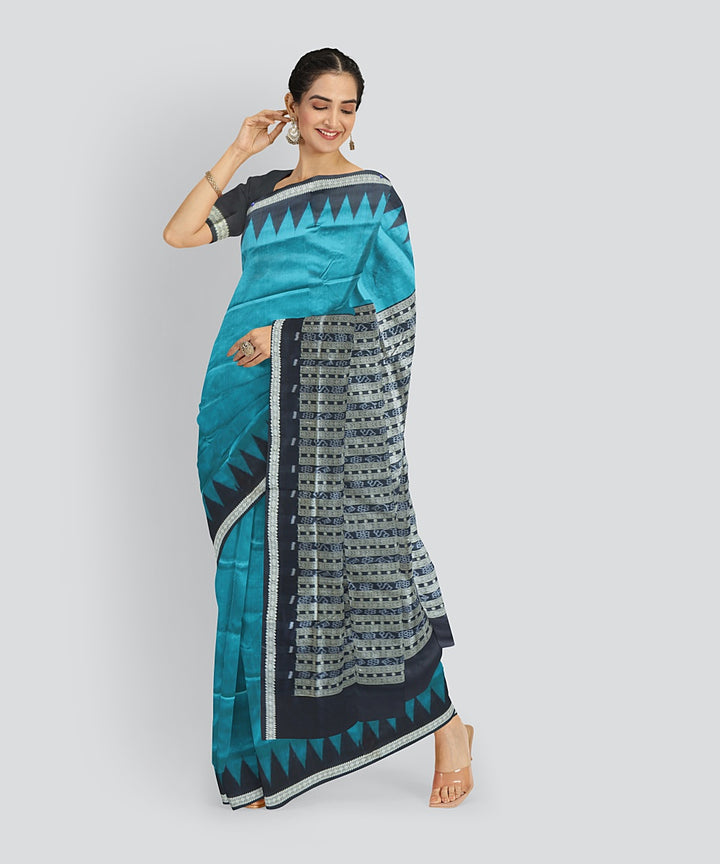 Celadon Green Black Silk Handloom Bomkai Saree