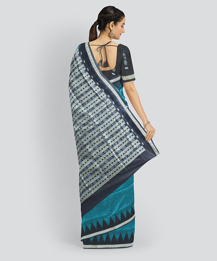 Celadon Green Black Silk Handloom Bomkai Saree