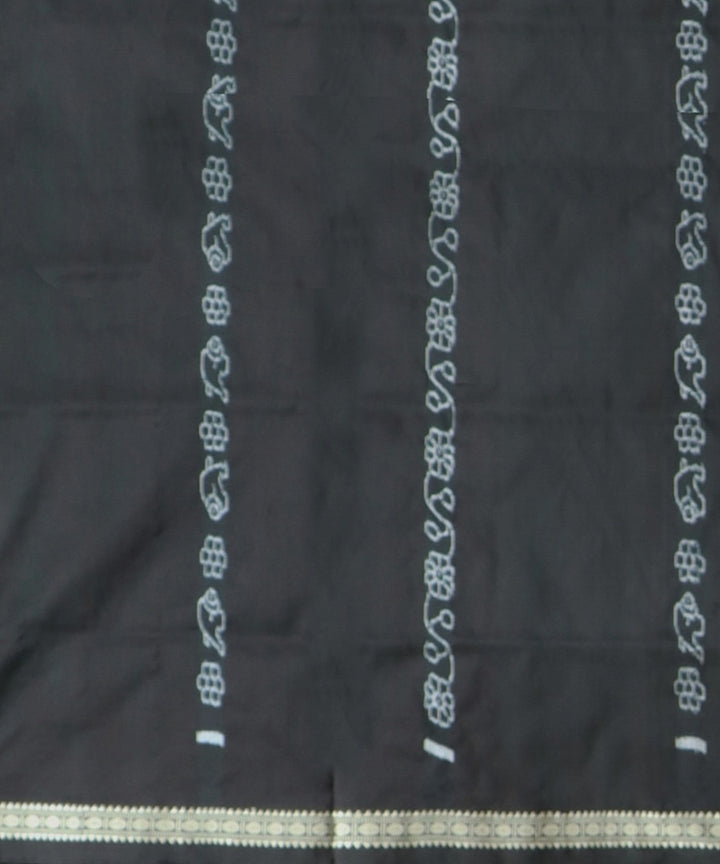 Celadon Green Black Silk Handloom Bomkai Saree