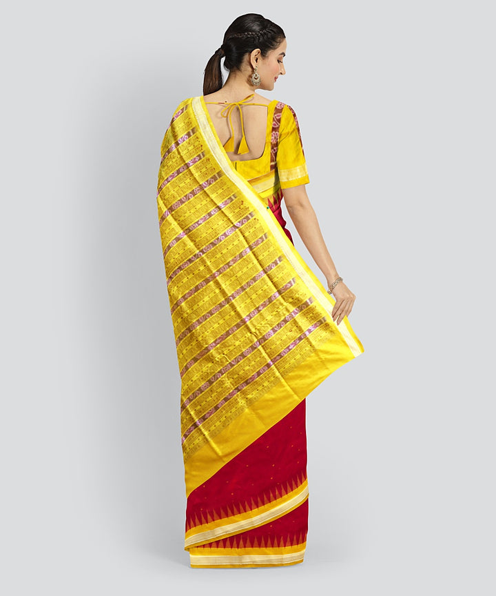 Red Yellow Silk Handloom Bomkai Saree