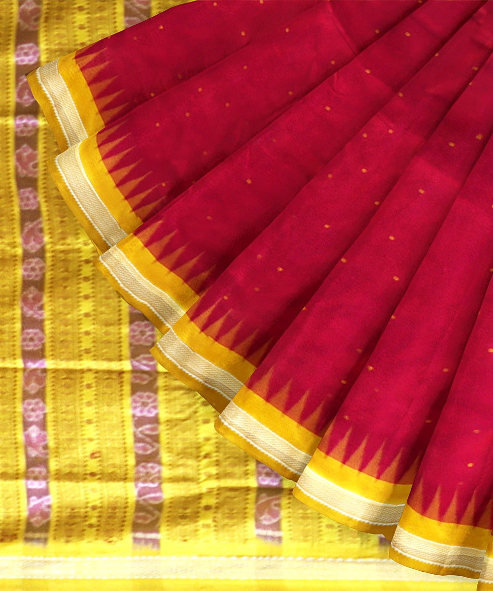 Red Yellow Silk Handloom Bomkai Saree