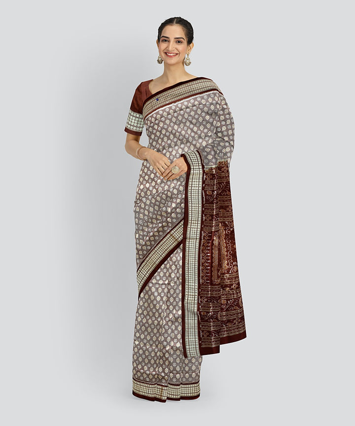 Brown Chestnut Silk Handloom Sambalpuri Saree