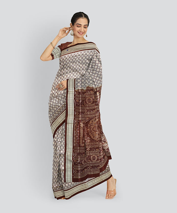 Brown Chestnut Silk Handloom Sambalpuri Saree