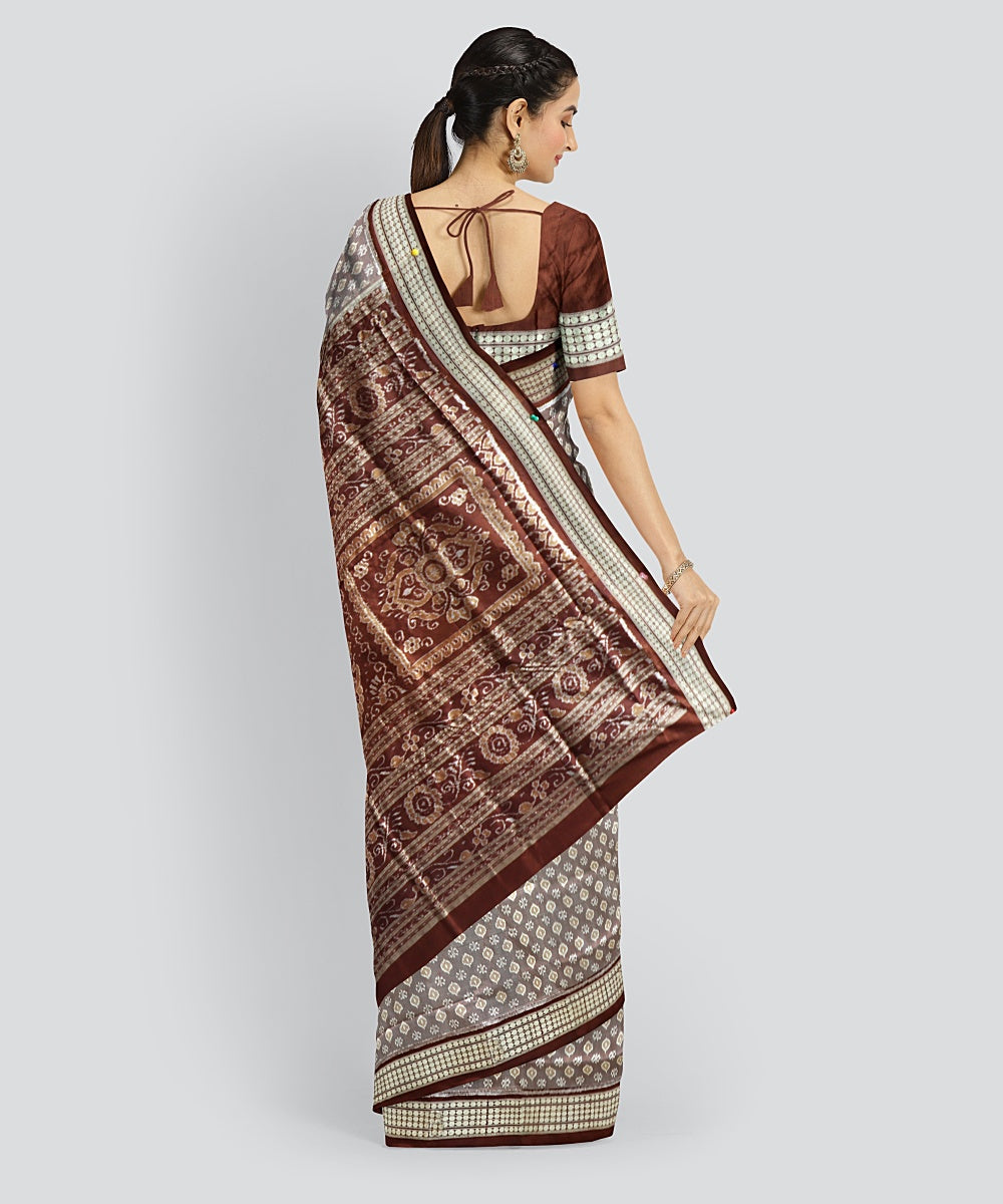 Brown Chestnut Silk Handloom Sambalpuri Saree