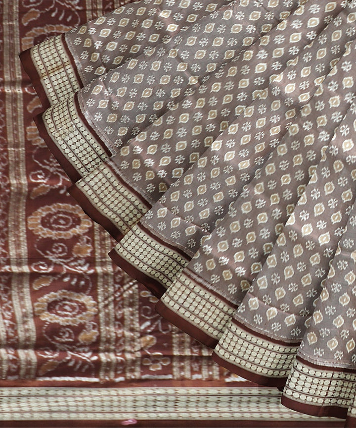 Brown Chestnut Silk Handloom Sambalpuri Saree