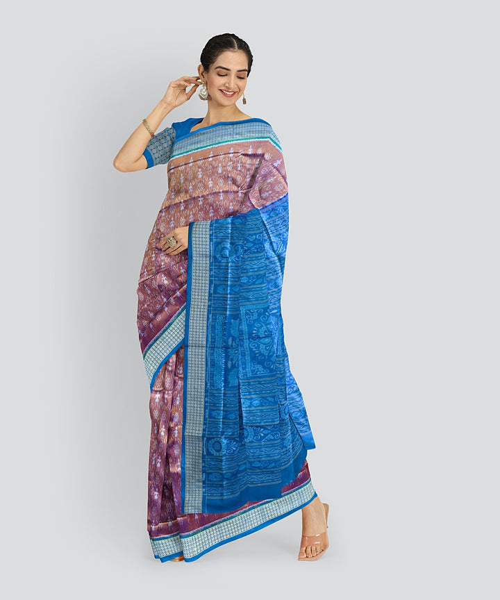 Brown Brilliant Azure Silk Handloom Sambalpuri Saree