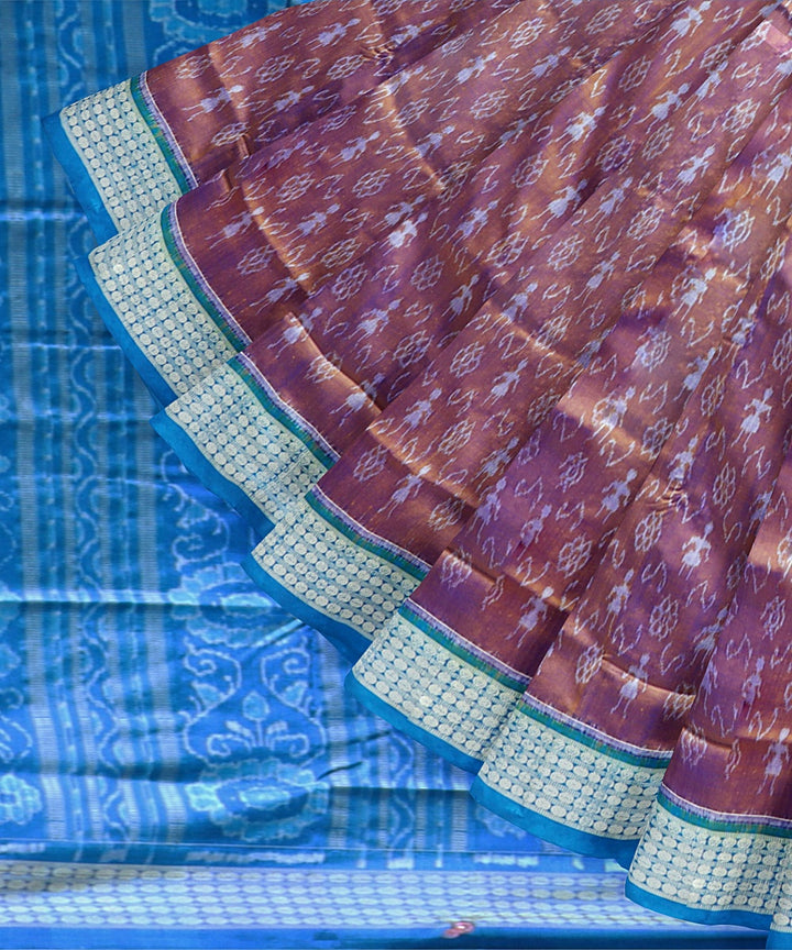 Brown Brilliant Azure Silk Handloom Sambalpuri Saree