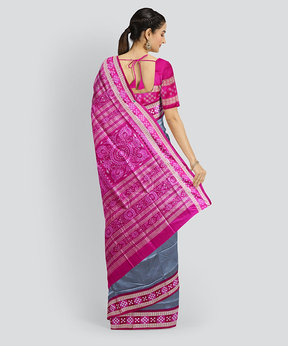 Grey Brilliant Azure Silk Handloom Tissue Saree