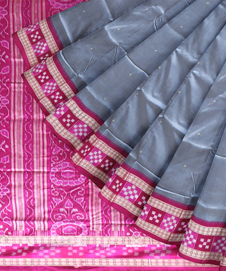 Grey Brilliant Azure Silk Handloom Tissue Saree