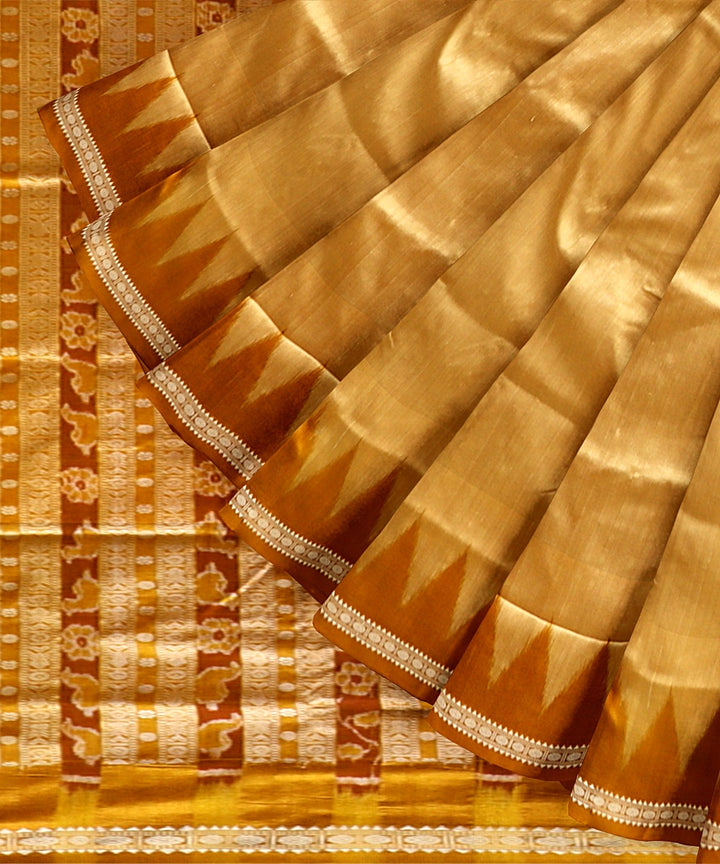 Mustard Fulvous Silk Handloom Bomkai Saree