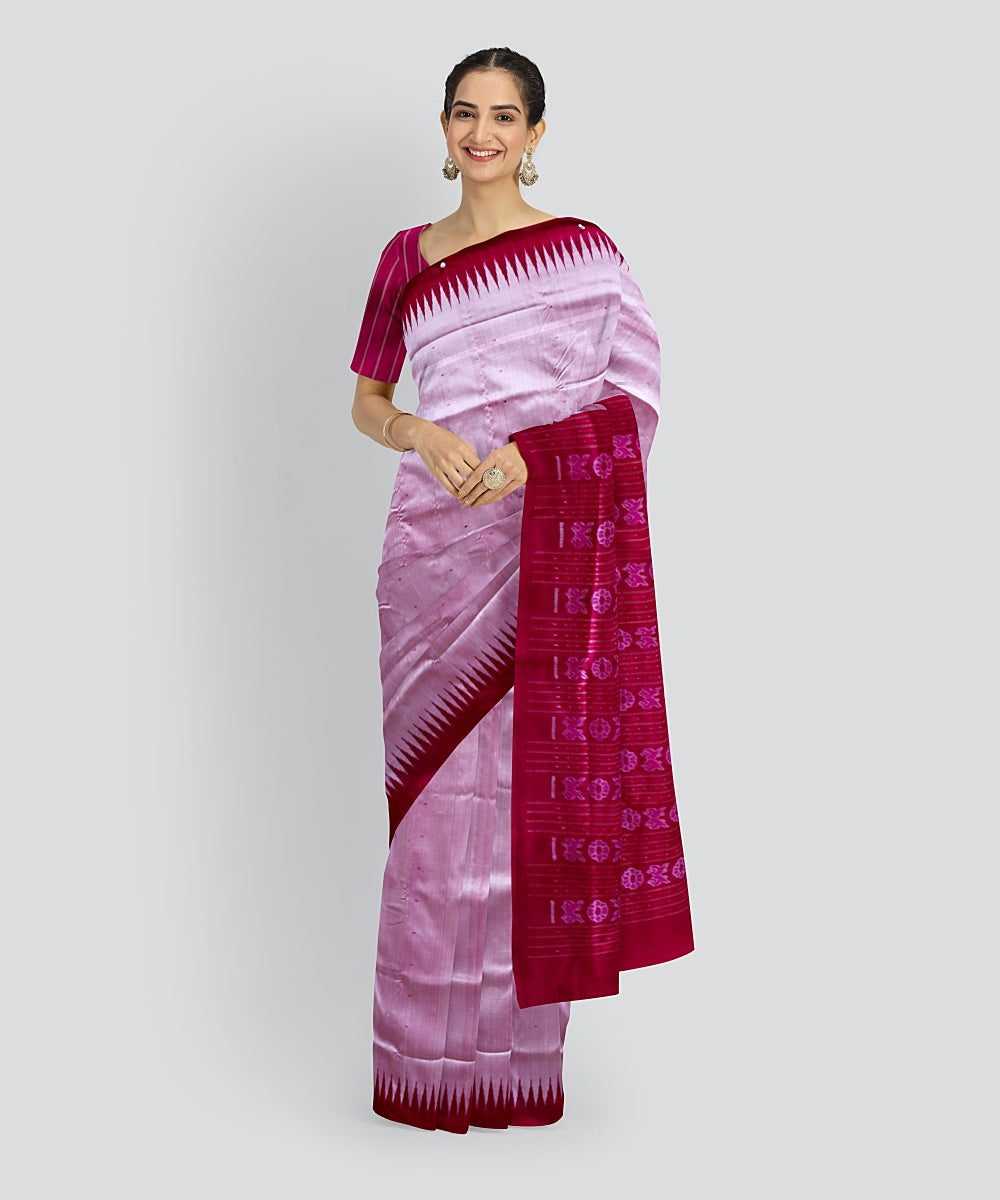 Pink Brilliant Azure Silk Handloom Bomkai Saree