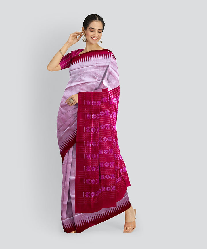 Pink Brilliant Azure Silk Handloom Bomkai Saree