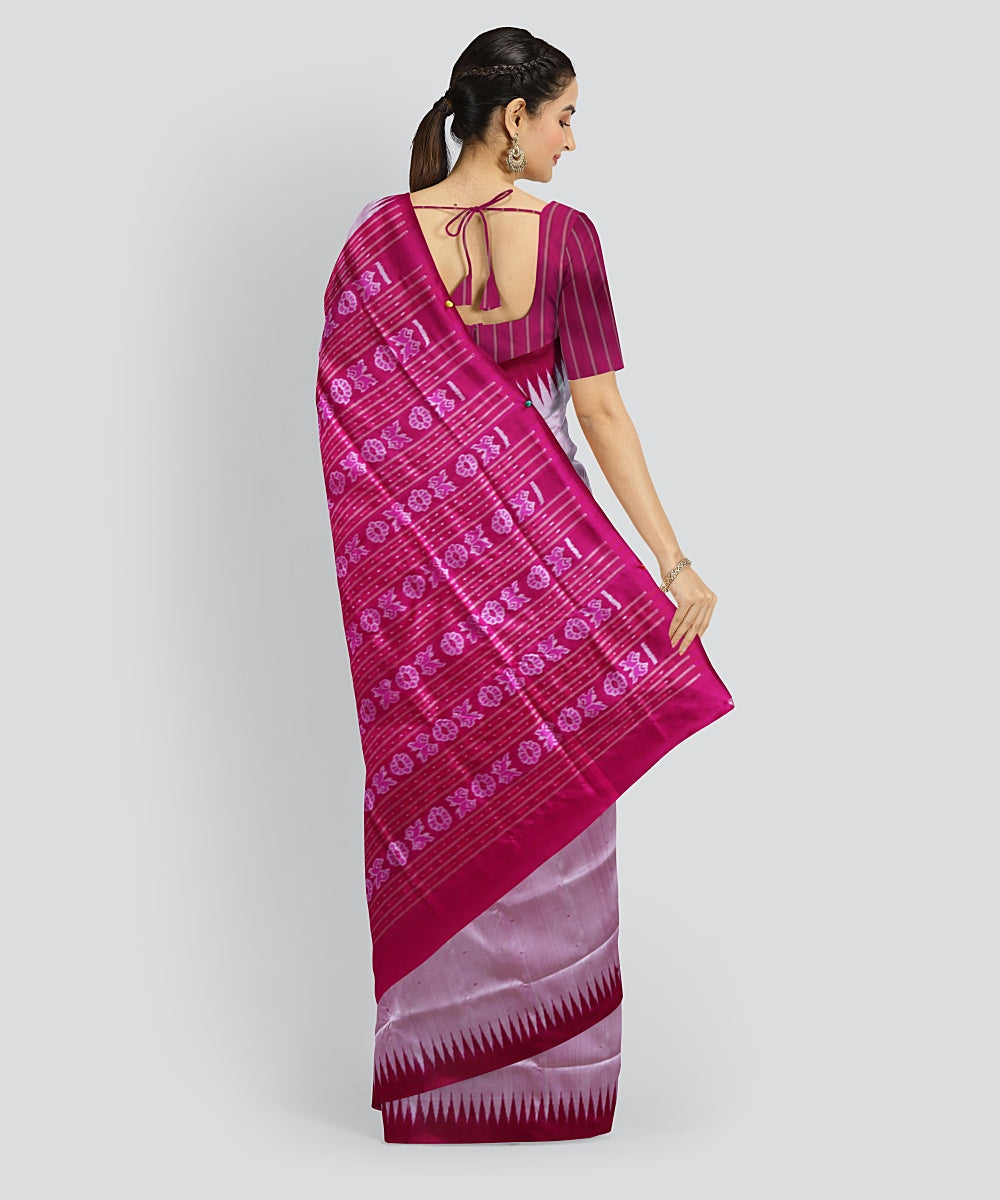 Pink Brilliant Azure Silk Handloom Bomkai Saree