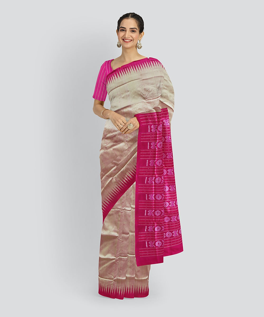 Brown Brilliant Azure Silk Handloom Bomkai Saree