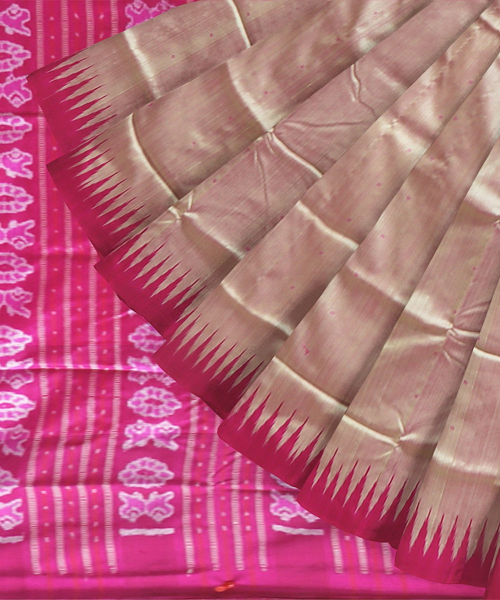 Grey Brilliant Azure Silk Handloom Bomkai Saree