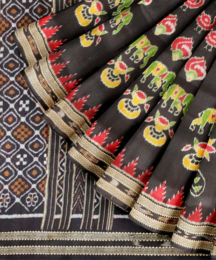 Black black silk handloom khandua saree