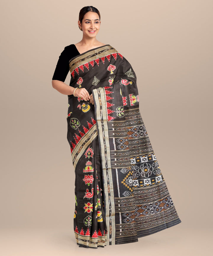 Black black silk handloom khandua saree