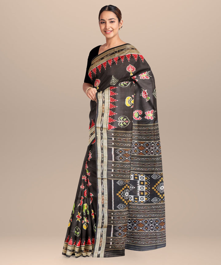 Black black silk handloom khandua saree