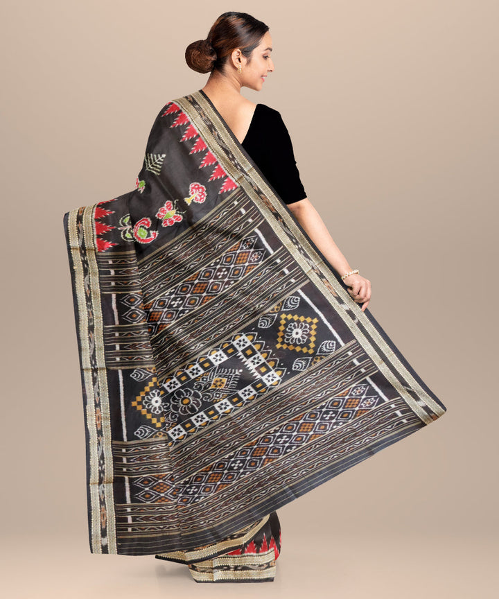 Black black silk handloom khandua saree