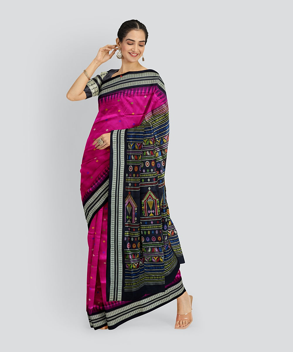 Purple Black Silk Handloom Dolabedi Saree
