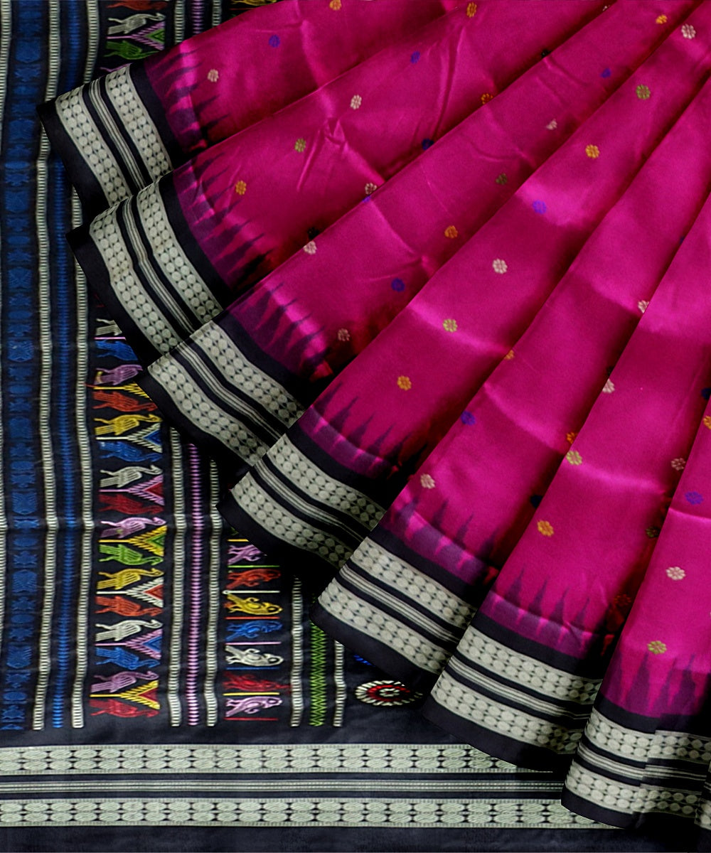 Purple Black Silk Handloom Dolabedi Saree