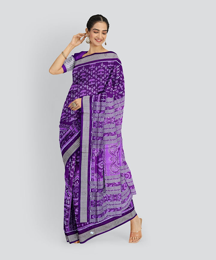 Purple Deep Lilac Silk Handloom Sambalpuri Saree