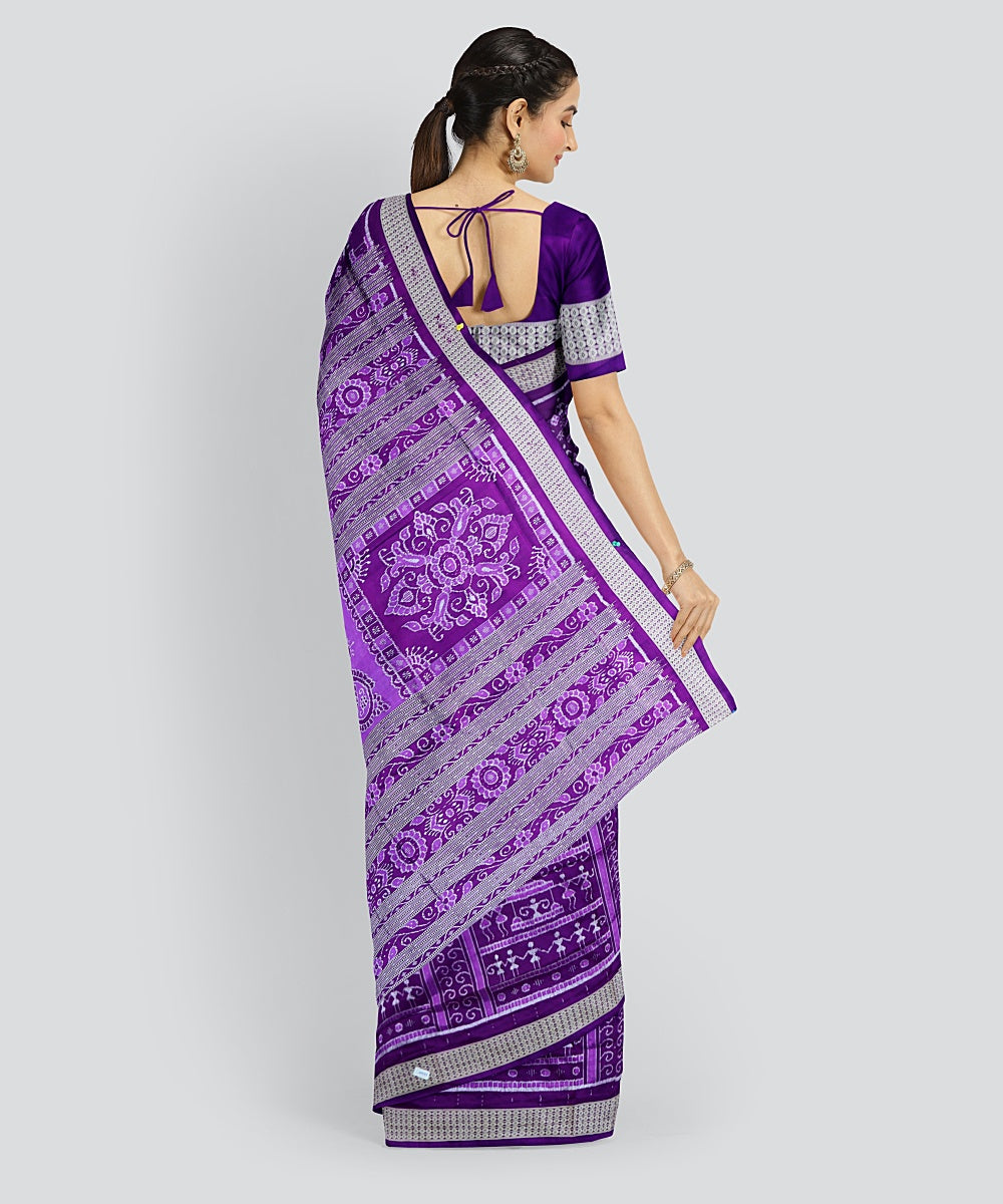 Purple Deep Lilac Silk Handloom Sambalpuri Saree