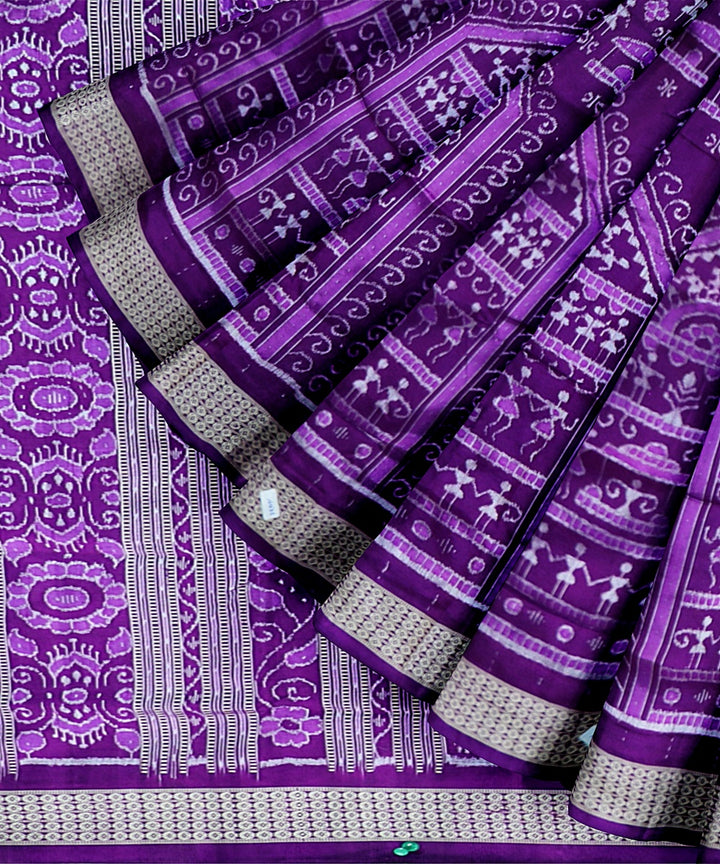 Purple Deep Lilac Silk Handloom Sambalpuri Saree