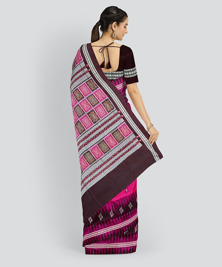 Deep Cerise Black Bean Silk Handloom Bomkai Saree